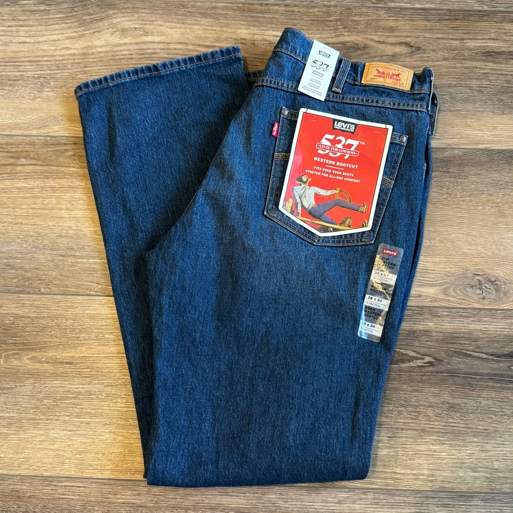 Levi's 537 Western Bootcut Jeans Cowboys Mens Size 38 x 34 Denim Blue‎ NEW NWT